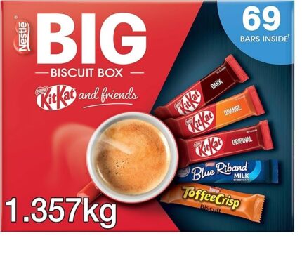 【New User Only】Nestlé Kitkat and Friends Big Biscuit Box | 69 x Chocolate Biscuit Bars – KitKat, Blue Riband, Toffee Crisp | Bulk Chocolate Box 1.357kg