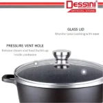 DESSINI ITALY Granite Aluminium Non Stick Casserole Pot Bowl Deep Fry Pan Cookware Tool (12 Pcs) - Image 4
