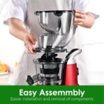 Cold Press Juicer Machines. Kitchen in the Box Slow Masticating Juicers Machine.3.26inch Large Wide Feed Chute Fit Whole Fruits & Vegetables.BPA Free.Easy to Clean (Bright Red) - Image 5