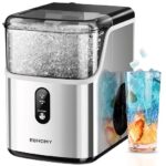 【Local warehouse】EUHOMY Nugget Ice Maker Countertop, Ready in 7 Mins, 35Lbs/24H Pebble Ice Maker Machine, Self-Cleaning Countertop Sonic Ice Makers with Ice Scoop&Basket, Pellet Ice Maker for Home, Stainless Steel