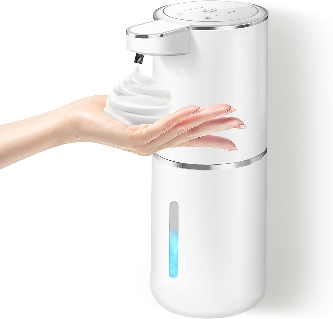 51r-7EeJs9L._AC_SL1500.jpg Automatic Foam Soap Dispenser, 380ml Rechargeable Touchless Wall Mounted Soap Dispenser with 4 Adjustable Levels, IPX5 - Image 1
