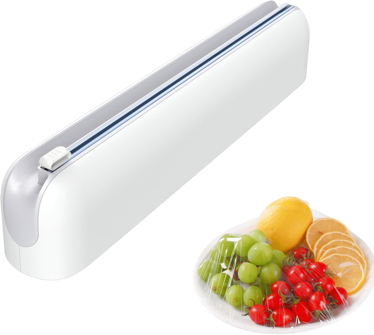 61GtVPspzDL._AC_SL1500.jpg Aluminum Foil & Plastic Wrap Dispenser with Cutter - Easy One-Hand Operation, Space-Saving Kitchen Organizer for Worktops & Cabinets, Magnetic Cling Film Dispenser - Image 1