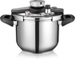 WEHOME Pressure Cooker，6.3-Quart Kitchen Pressure Cooker，Suitable for Induction and Stove-top，304 Stainless Steel Cookware with Easy Opening&Closing Lid，Triple Safety Valve Design (6.3-Quart)