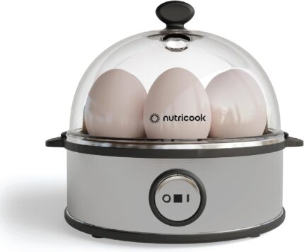 NutriCook Rapid Egg Cooker: 7 Egg Capacity Electric Egg Cooker for Boiled Eggs, Poached Eggs, Scrambled Eggs, or Omelettes with Auto Shut Off Feature
