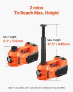 VEVOR Electric Car Jack, 5 Tons /11000 lbs, Electric Scissor Jack with Built-in Inflator, 12V Tire Change Replacement with Electric Impact Wrench & LED Light, Portable Jack kit for Sedan, SUV, Truck - Image 3