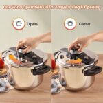 WEHOME Pressure Cooker，6.3-Quart Kitchen Pressure Cooker，Suitable for Induction and Stove-top，304 Stainless Steel Cookware with Easy Opening&Closing Lid，Triple Safety Valve Design (6.3-Quart) - Image 4
