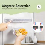 Aluminum Foil & Plastic Wrap Dispenser with Cutter - Easy One-Hand Operation, Space-Saving Kitchen Organizer for Worktops & Cabinets, Magnetic Cling Film Dispenser - Image 6