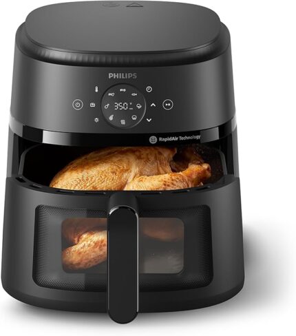 Philips 2000 Series Air Fryer — RapidAir Technology, 13 cooking methods, 4.4 Qt (approx. 4.2 L) capacity, healthier food (up to 90% less fat), easy to clean, dishwasher safe, touch control.