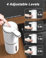 Automatic Foam Soap Dispenser, 380ml Rechargeable Touchless Wall Mounted Soap Dispenser with 4 Adjustable Levels, IPX5 - Image 5
