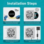HG Power 8 Inch Exhaust Fan: Kitchen Exhaust Fans with Power Cord Attic vent Fan with Damper Wall Small Fume Extractor Ventilation Fan for Shop Chicken Coop Basement Smoking Room - Image 5