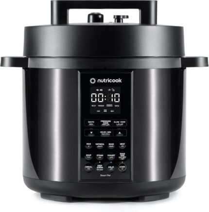 Nutricook Smart Pot 2, 8 Liters, 9 In 1 Electric Pressure Cooker, Steamer, Sauté Pot, Yogurt Maker & More, 12 Programs With New Lid, Two Years Warranty