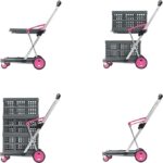 [Local warehouse]CLAX® The Original | Made in Germany | Multi Use Functional Collapsible Carts | Mobile Folding Trolley | Storage Cart Wagon | Shopping Cart with 2 Storage Crates (Pink) - Image 3