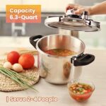 WEHOME Pressure Cooker，6.3-Quart Kitchen Pressure Cooker，Suitable for Induction and Stove-top，304 Stainless Steel Cookware with Easy Opening&Closing Lid，Triple Safety Valve Design (6.3-Quart) - Image 2