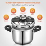 WEHOME Pressure Cooker，6.3-Quart Kitchen Pressure Cooker，Suitable for Induction and Stove-top，304 Stainless Steel Cookware with Easy Opening&Closing Lid，Triple Safety Valve Design (6.3-Quart) - Image 5