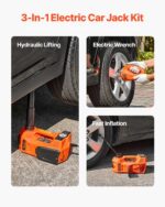 VEVOR Electric Car Jack, 5 Tons /11000 lbs, Electric Scissor Jack with Built-in Inflator, 12V Tire Change Replacement with Electric Impact Wrench & LED Light, Portable Jack kit for Sedan, SUV, Truck - Image 8