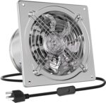 HG Power 8 Inch Exhaust Fan: Kitchen Exhaust Fans with Power Cord Attic vent Fan with Damper Wall Small Fume Extractor Ventilation Fan for Shop Chicken Coop Basement Smoking Room