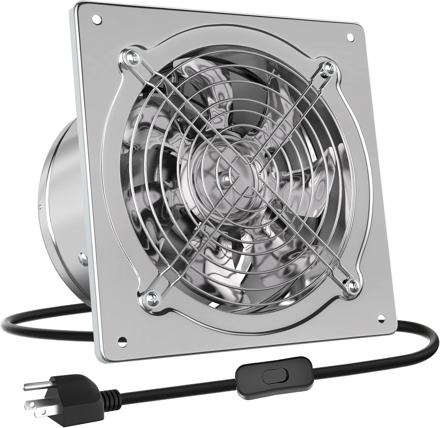 818veqbUmFL._AC_SL1500_.jpg HG Power 8 Inch Exhaust Fan: Kitchen Exhaust Fans with Power Cord Attic vent Fan with Damper Wall Small Fume Extractor Ventilation Fan for Shop Chicken Coop Basement Smoking Room - Image 1