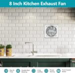 HG Power 8 Inch Exhaust Fan: Kitchen Exhaust Fans with Power Cord Attic vent Fan with Damper Wall Small Fume Extractor Ventilation Fan for Shop Chicken Coop Basement Smoking Room - Image 4