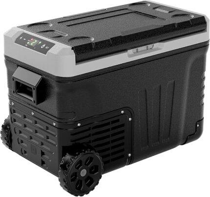 [Local warehouse]EUHOMY 12 Volt Refrigerator, 47QT(35L) Electric Cooler, Portable Freezer 12V/24V DC 100-240V AC, 12V Fridge -4℉~68℉, 12V Cooler with Wheels & 2 Baskets for Travel, Truck, Boat, Camping