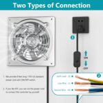 HG Power 8 Inch Exhaust Fan: Kitchen Exhaust Fans with Power Cord Attic vent Fan with Damper Wall Small Fume Extractor Ventilation Fan for Shop Chicken Coop Basement Smoking Room - Image 3