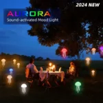 Aurora Mood Light, Dynamic Jellyfish LED Lamp, RGB Gradient, Voice Control, Hanging Indoor Light, Eye-Friendly Warm Light, Sound Activated, Rechargeable Battery, USB Dual Power, Plastic Material, Button Switch, ≤36V, 600mAh Battery Capacity - Image 2