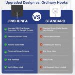 JINSHUNFA Adhesive Wall Hooks Heavy Duty No Drill Large Transparent Waterproof Hooks for Bathroom Kitchen Towel Coat 12 Pack Black - Image 7