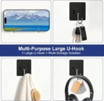JINSHUNFA Adhesive Wall Hooks Heavy Duty No Drill Large Transparent Waterproof Hooks for Bathroom Kitchen Towel Coat 12 Pack Black - Image 3