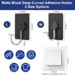 JINSHUNFA Adhesive Wall Hooks Heavy Duty No Drill Large Transparent Waterproof Hooks for Bathroom Kitchen Towel Coat 12 Pack Black - Image 4