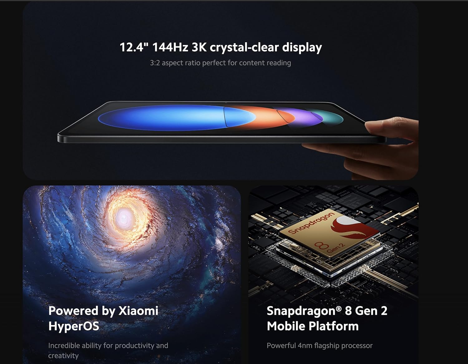81oEjPJkf6L._AC_SL1500_.jpg While Stocks Last:Xiaomi Tablet Xiaomi Pad 6S Pro 12.4 Snapdragon 8 Gen2 12.4" 3K 144Hz Display Hyper OS 10000mAh 120W Super Fast Charge Tablet PC - Image 1